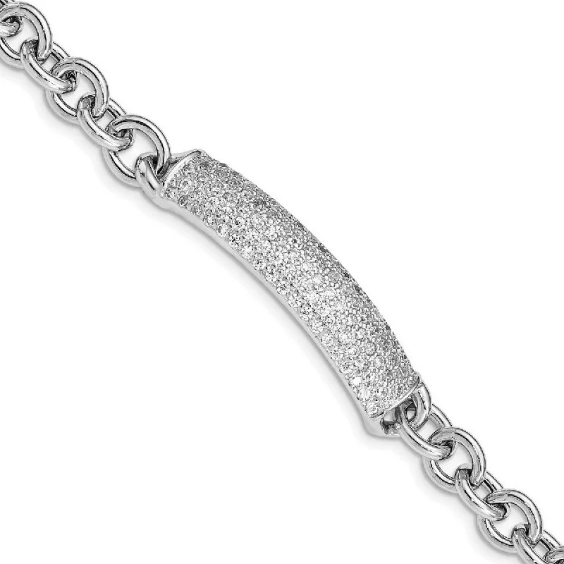 Simple bangles for women -Curata 925 Sterling Silver Rhodium Plated Polished CZ Cubic Zirconia Simulated Diamond Fancy Bracelet 7.5 Inch