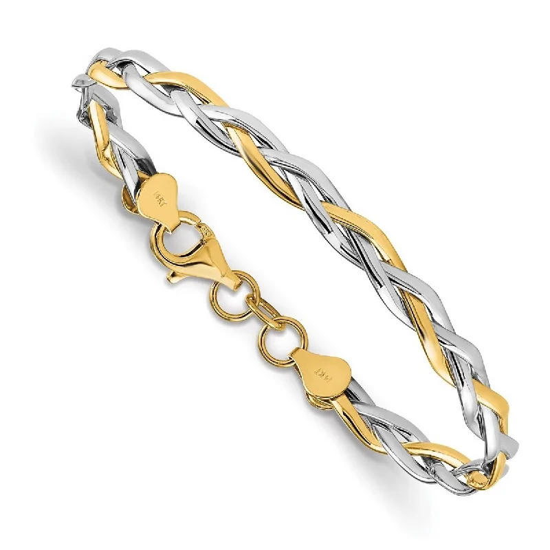 Boho bracelets for women -Curata 14k Two tone Gold Polished Twisted Bracelet