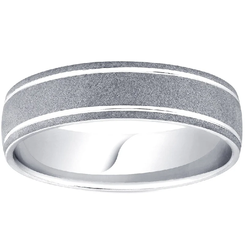 Platinum engagement rings for women -Pompeii3 Palladium 6MM Brushed Mens Wedding Band - White