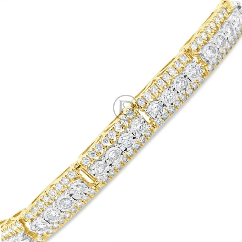 Personalized silver bracelets for women -10K Solid Yellow Gold 6.51 CTW Round Cut Diamond Bracelet