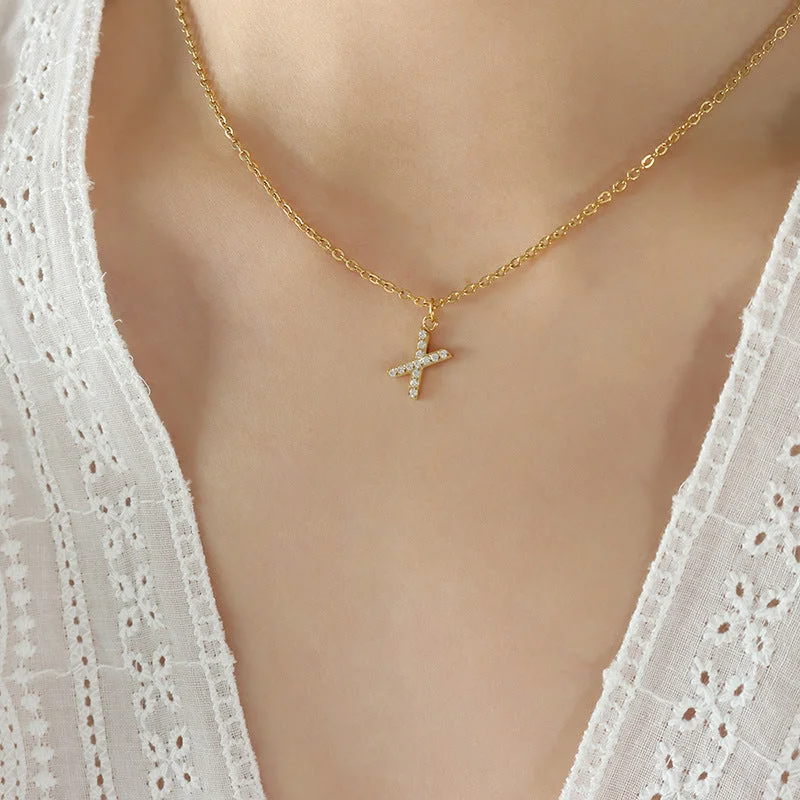 P1344-X Letter Gold Necklace 40 5cm