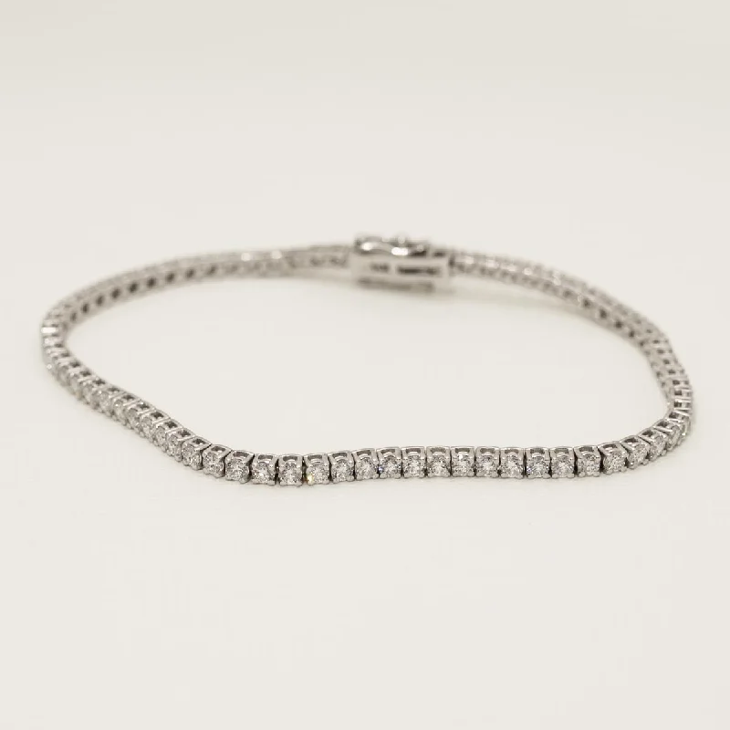 Trendy bracelets for women -Diamond Tennis Bracelet in 14kt White Gold (3ct tw)