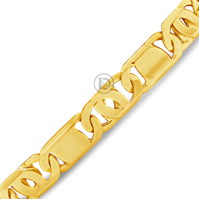 Modern charm bracelets for women -10K Yellow Gold Tigers Eye Link Bracelet