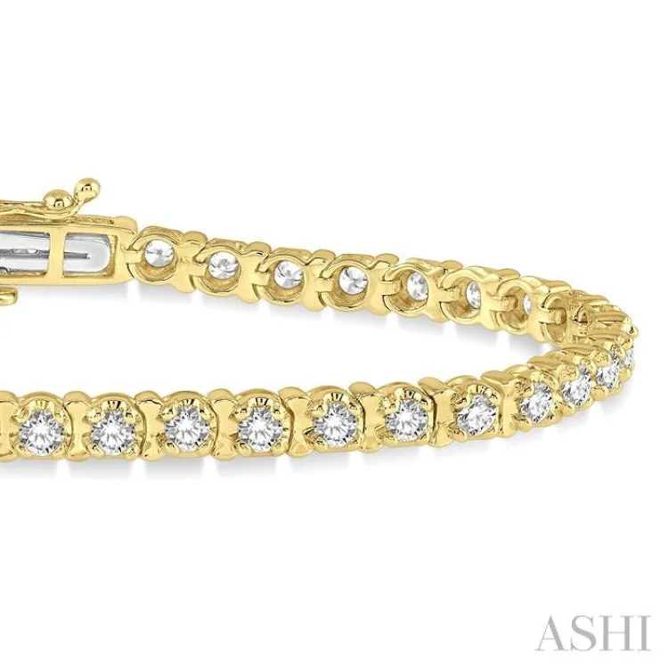 Friendship bracelets for women -3 ctw Round Cut Diamond Tulip Bracelet in 14K Yellow Gold