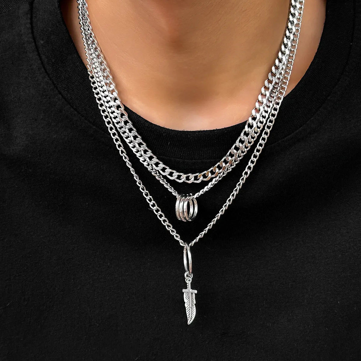 Friendship necklaces for women -Hip-Hop Solid Color Alloy Plating Chain Men'S Layered Necklaces