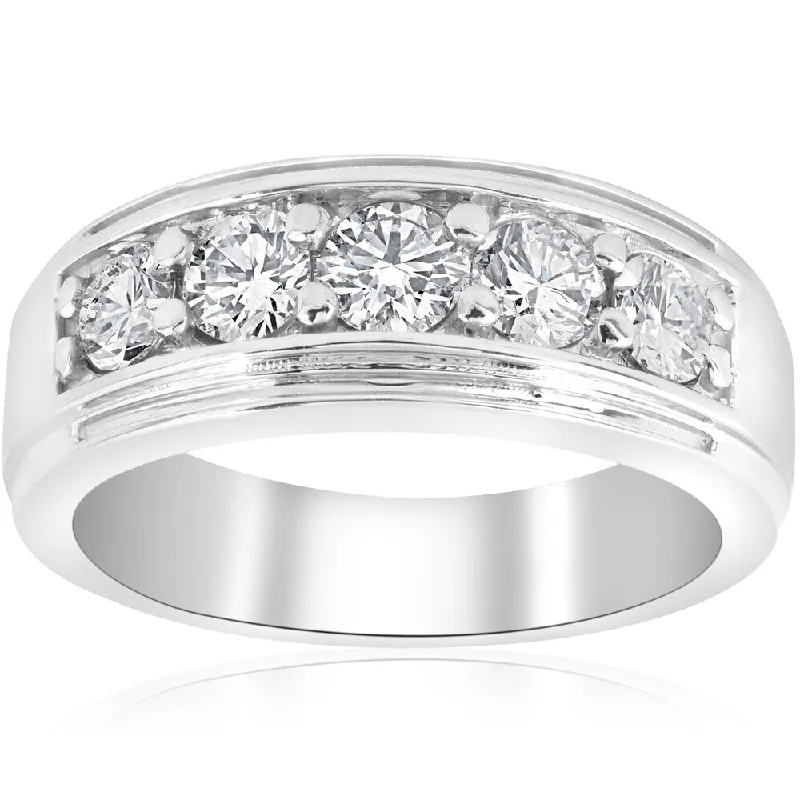 Stylish engagement rings for women -Pompeii3 Platinum Men's 1ct TDW Diamond Wedding Band