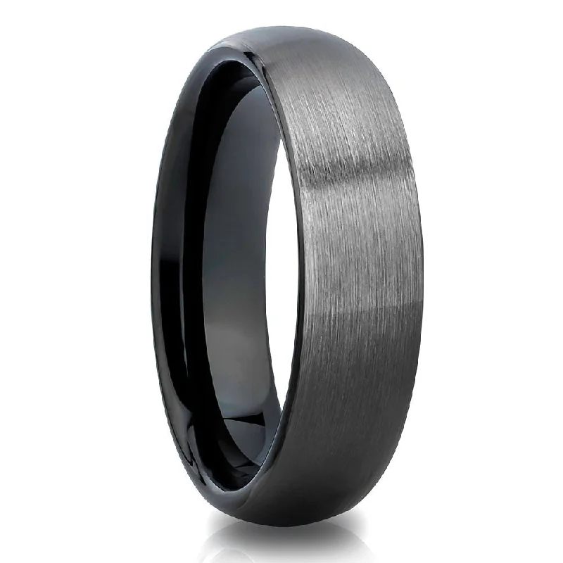 Antique-style engagement rings for women -6Mm Gunmetal Tungsten Carbide Wedding Ring Comfort Fit Durable Cobalt Free