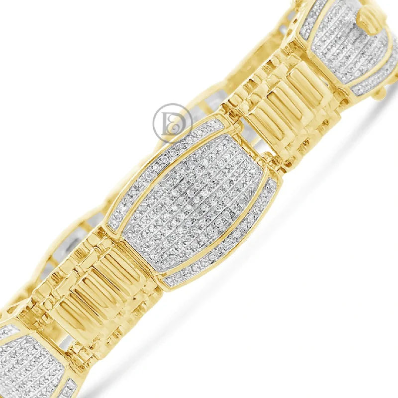 Statement gold bangles for women -10K Solid Yellow Gold 1.85CT tw Custom Fashion Diamond Bracelet with Diamond Lock