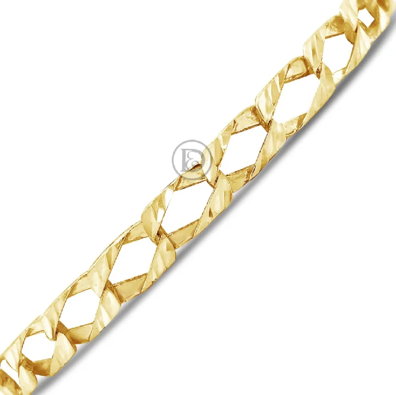 Unique bangle bracelets for women -10K Gold Cuban Link Bracelet w/ Lazor Cuts