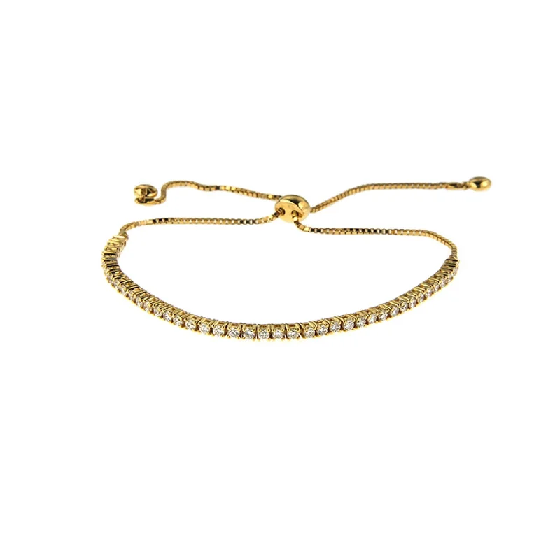 Statement gold bangles for women -Eloise White Diamond Bolo Bracelet