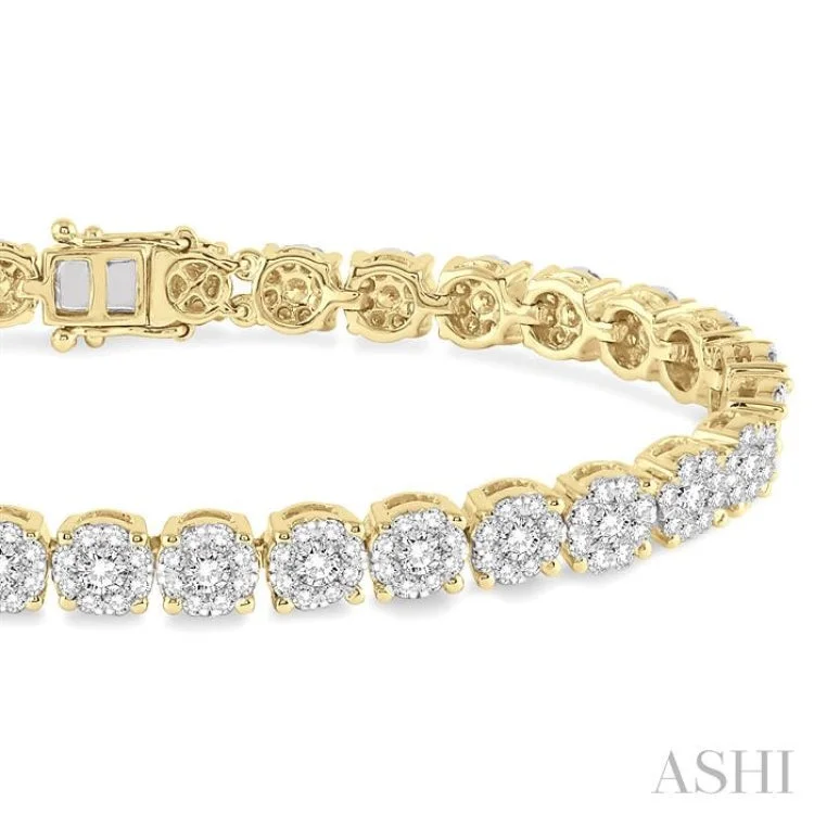 Simple bracelets for women -5 Ctw Round Cut Diamond Lovebright Bracelet in 14K Yellow and White Gold