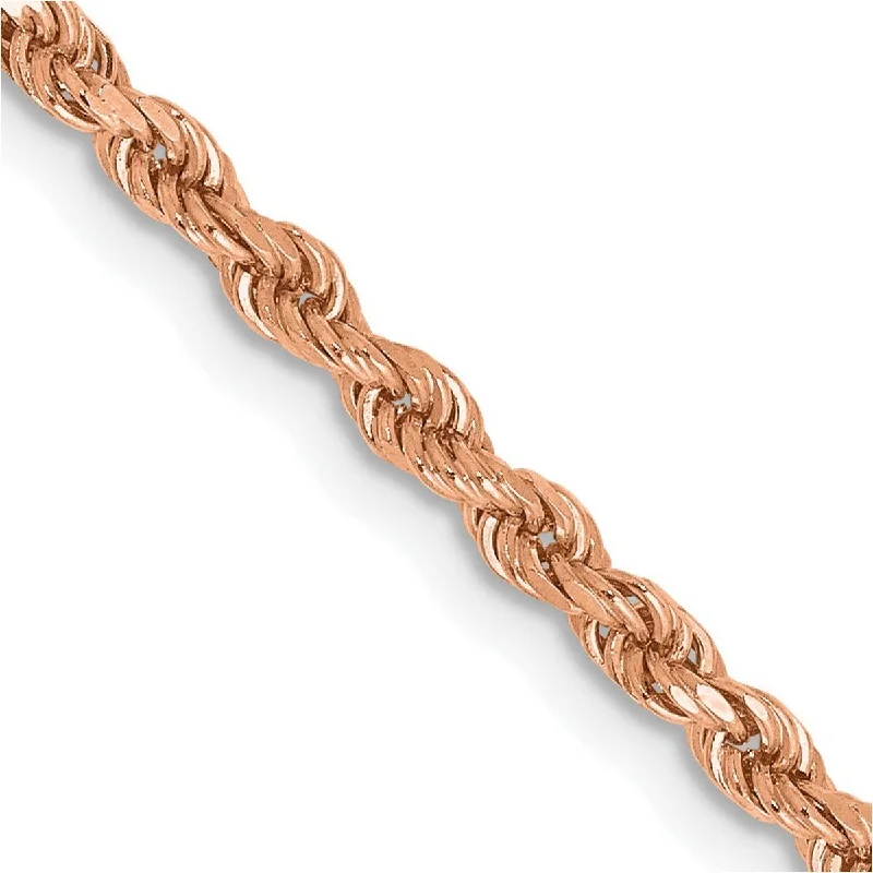 Silver bangles for women -Curata 14k Rose Gold 2.25mm Sparkle Cut Rope With Lobster Clasp Chain Bracelet