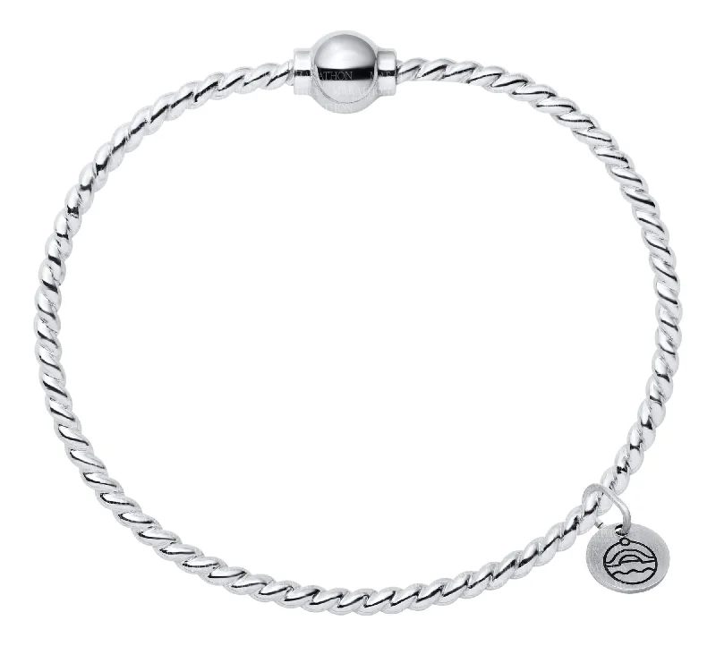 Engagement bracelets for women -Genuine Sterling Silver Cape Cod Twist Bracelet with Polished Sterling Silver Bead