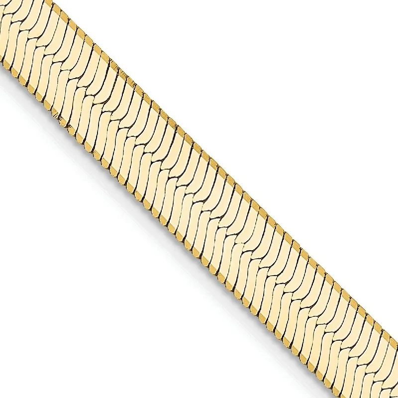 Cuff bracelets for women -Curata 14k Yellow Gold Solid Polished 5.5mm Silky Herringbone Chain Bracelet