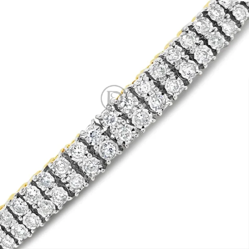 Round bangles for women -10K Solid Yellow Gold 2.85 CTW  Round Cut Diamond Tennis Bracelet