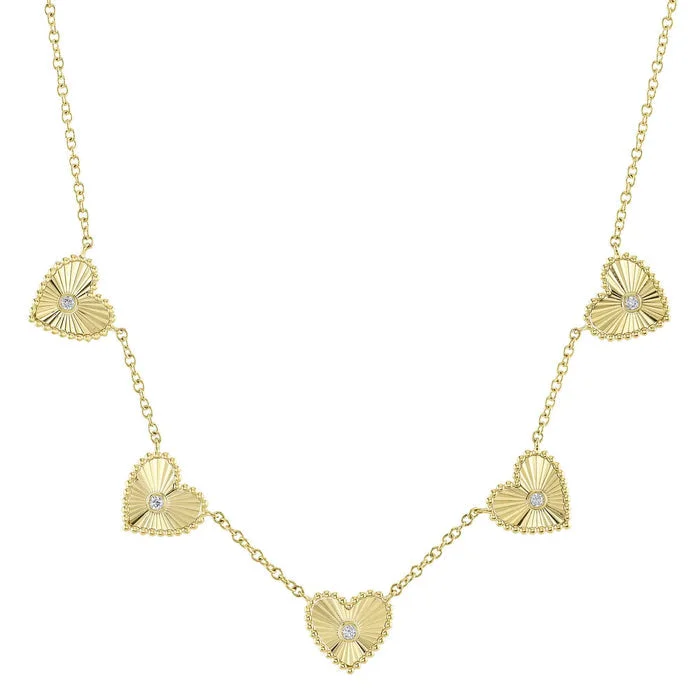 Bold gold necklaces for women -Shy Creation Diamond Bezel Heart Necklace