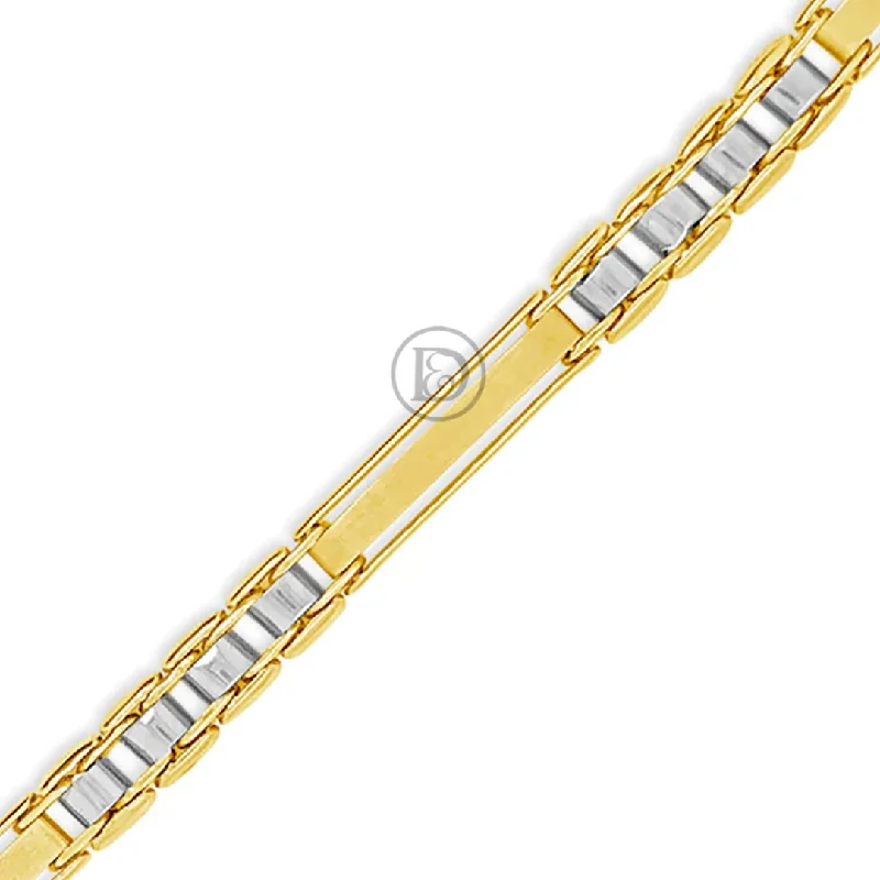 Bracelets with diamonds for women -10K Gold Two Tone Fancy Mens Bracelet