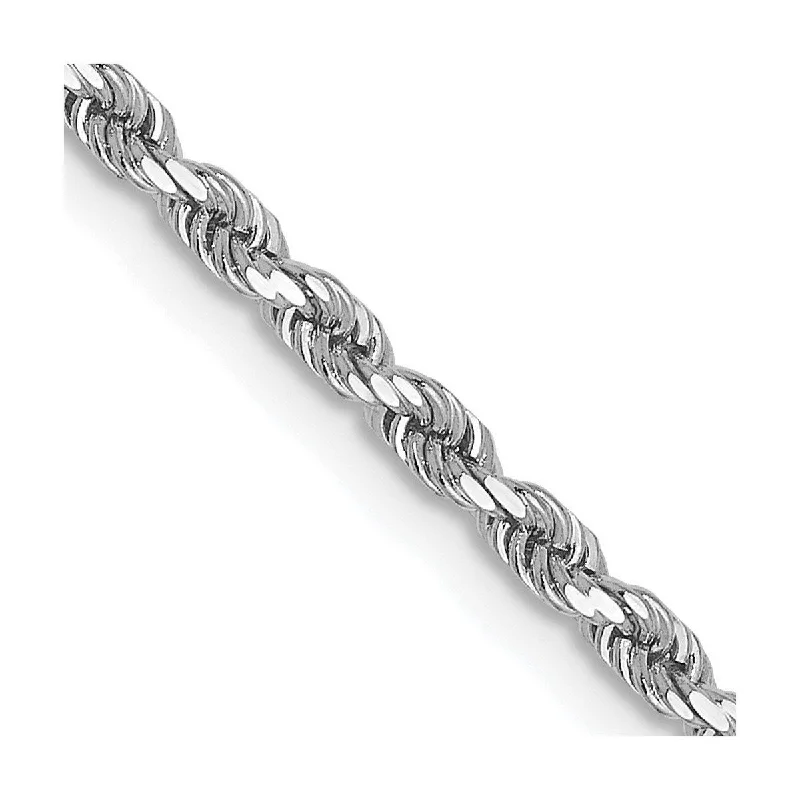 Simple cuff bracelets for women -Curata 14k White Gold Lobster Claw Closure 2.0mm Sparkle Cut Rope Chain Bracelet