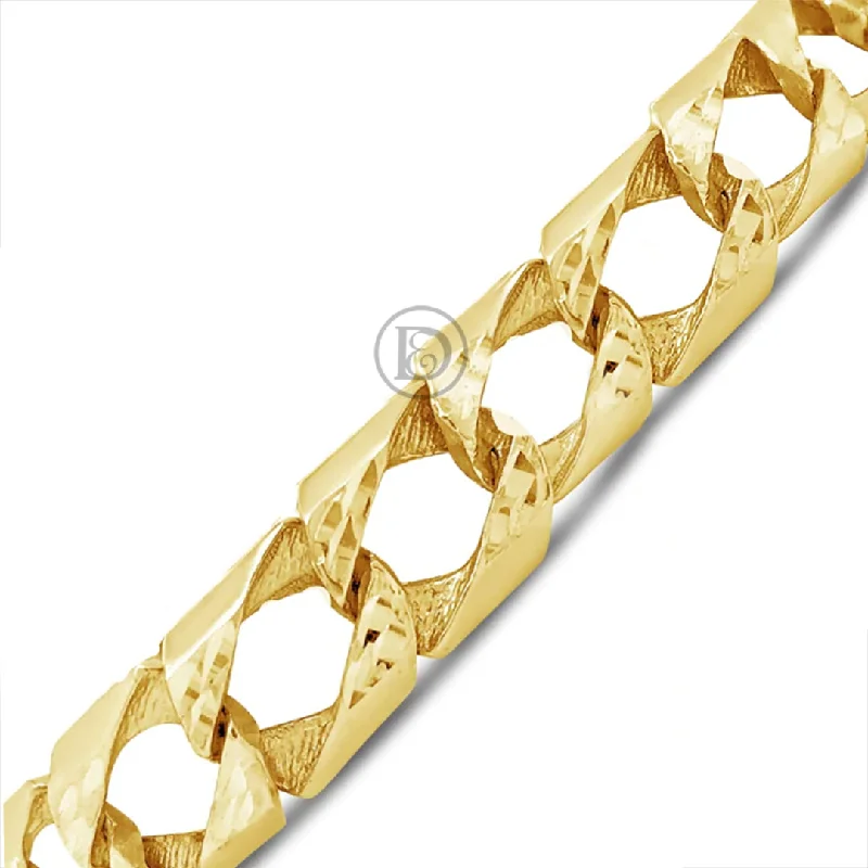 Heart-shaped bracelets for women -10K Gold Nugget Cuban Link Bracelet w/ Lazor Cuts