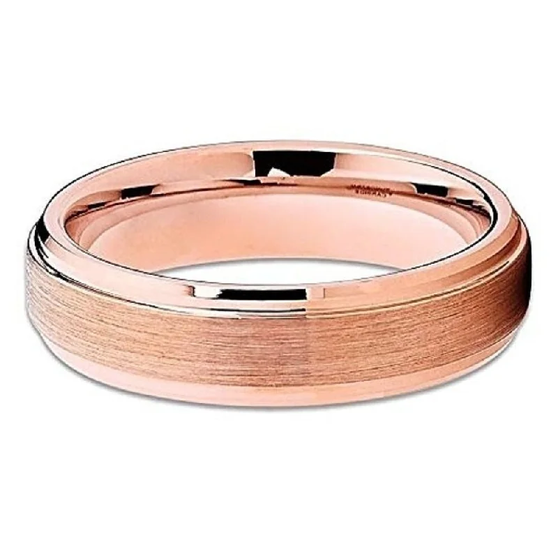 Designer engagement rings for women -6Mm Rose Gold Tungsten Carbide Wedding Ring Brushed Comfort Fit Cobalt Free