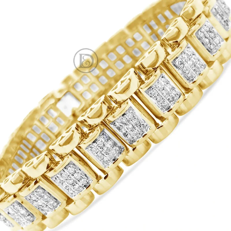 Thin bracelets for women -10K Solid Yellow Gold 2.25CT tw Round Cut Custom Diamond Bracelet