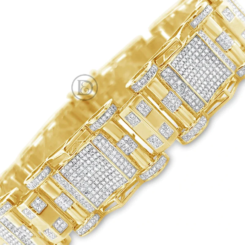 Pearl bracelets for women -10K Solid Yellow Gold 3.43CT tw Round Cut Custom Diamond Bracelet