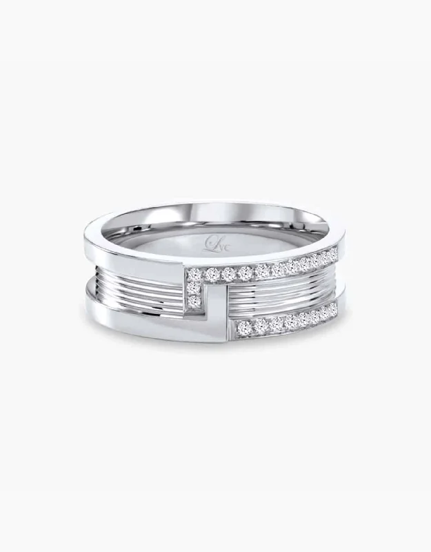 Engagement rings with diamonds for women -LVC Promise Interlocking Wedding Band with Diamonds