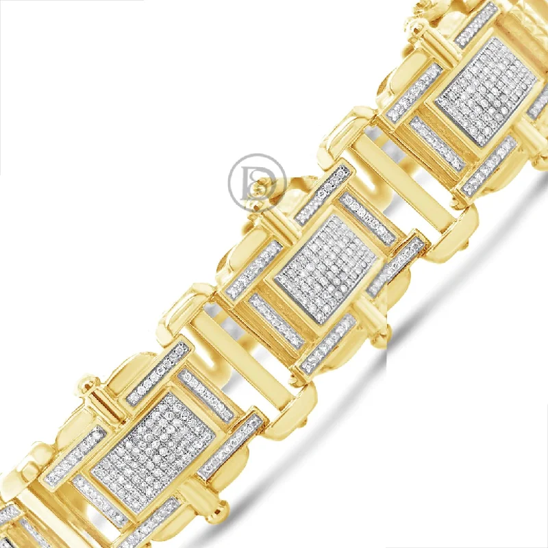 Cuff bracelets for women -10K Solid Yellow Gold 3.50CT tw Round Cut Custom Diamond Bracelet