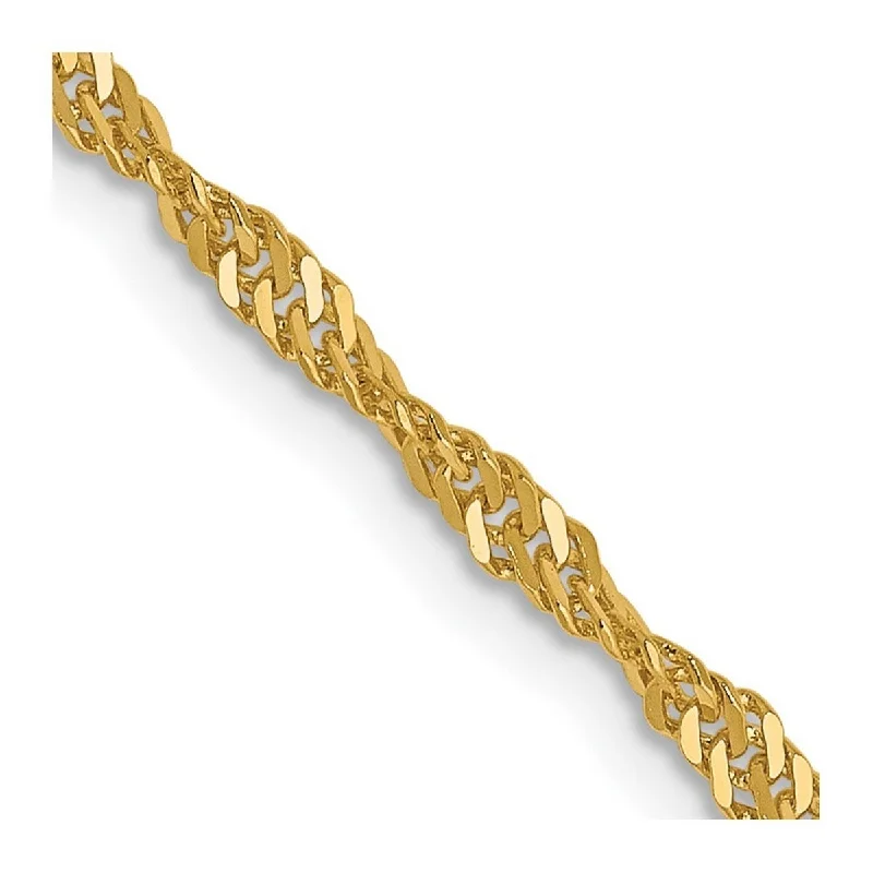 Boho bracelets for women -Curata 14k Yellow Gold 1.9mm Singapore Chain Bracelet