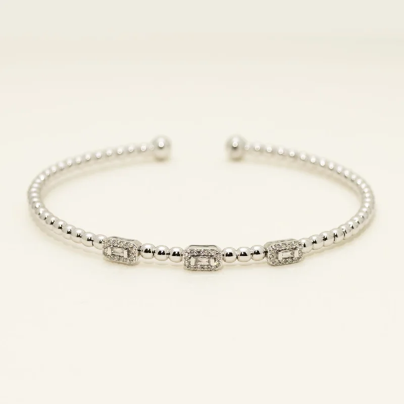 Elegant gold bracelets for women -Diamond Flexible Bracelet in 10kt White Gold (1/4ct tw)