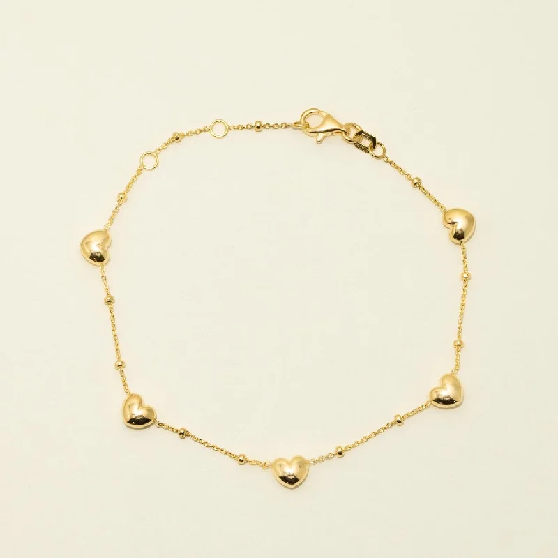 Engagement bracelets for women -Puffed Heart Bracelet in 14kt Yellow Gold