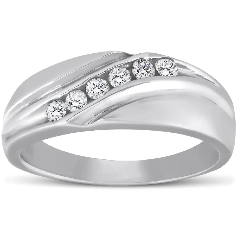 Unique engagement rings for women -Pompeii3 Platinum 1/4 Ct TDW Diamond Ring Mens High Polished Wedding Band