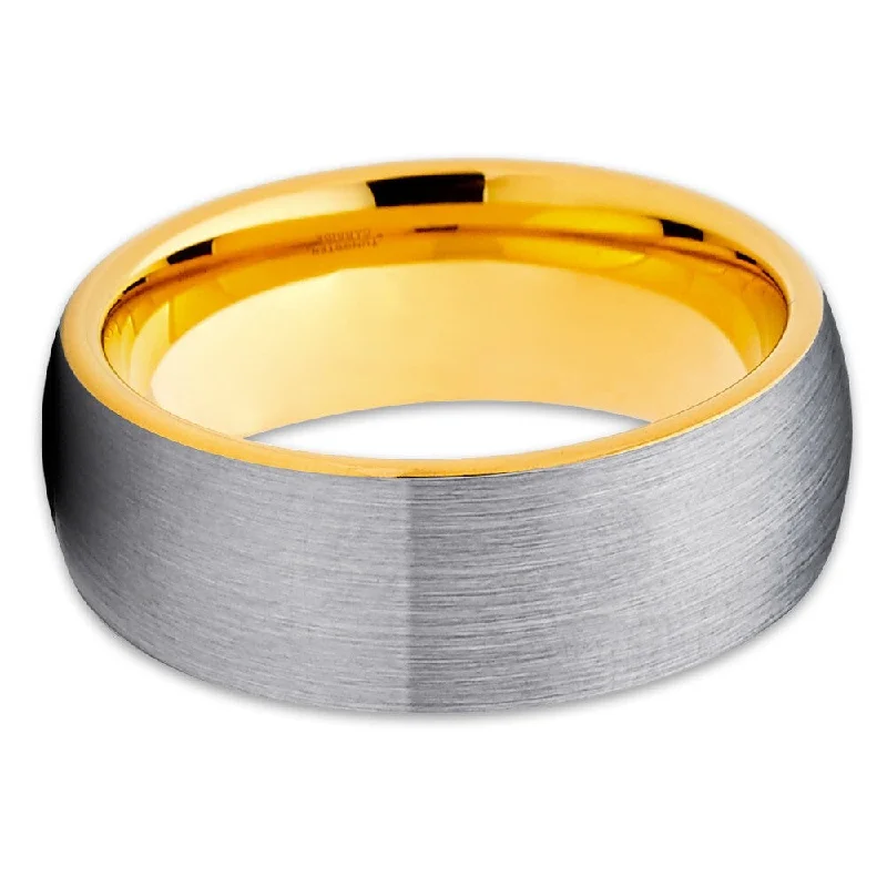 Adjustable engagement rings for women -8Mm Tungsten Carbide Wedding Ring Yellow Gold Plated Comfort Fit Size 715