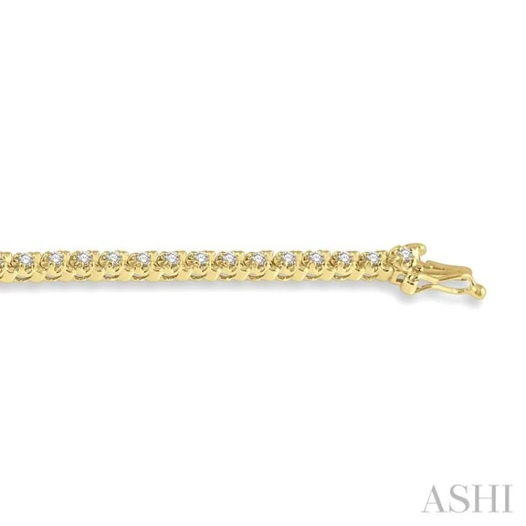 Leather bracelets for women -1 ctw Round Cut Diamond Tulip Bracelet in 14K Yellow Gold