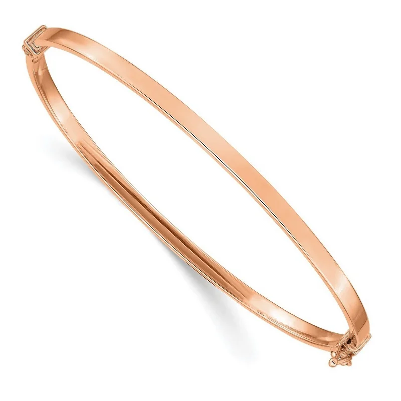 Elegant bangle bracelets for women -Curata 3mm 14k Rose Gold Polished Hinged Bangle Bracelet