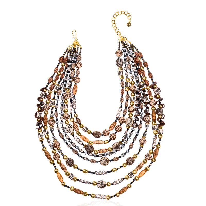 Multi-strand necklaces for women -Caliope Cascading Chain - Tribal