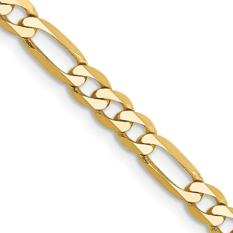 Handmade bracelets for women -Curata 14k Yellow Gold Solid Polished Lobster Claw Closure 4mm Flat Figaro Chain Bracelet - 8 Inch - Lobster Claw