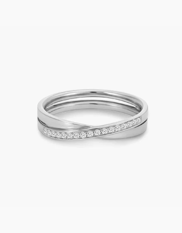 Luxury engagement rings for women -LVC Desirio Cross Wedding Band with Diamonds