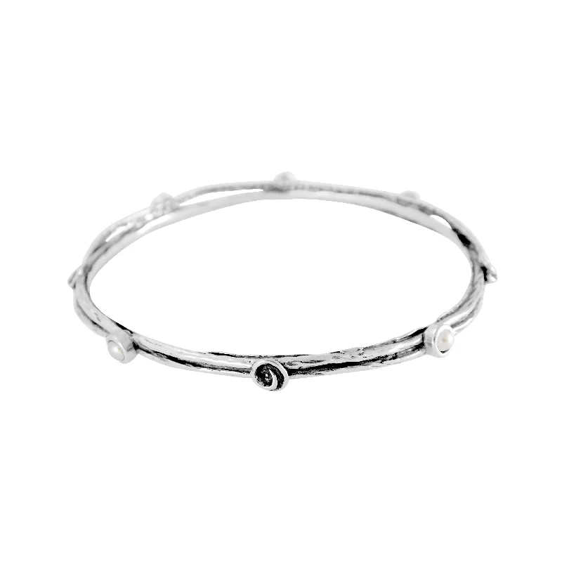 Fashion bracelets for women -Spiral Pearl Bangle Bracelet