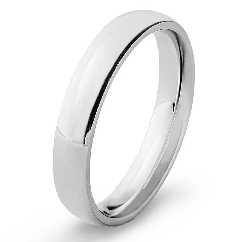 Non-traditional engagement rings for women -Polished Stainless Steel Traditional Wedding Band - 4mm Wide