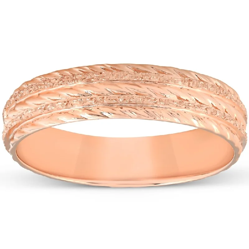 Women's engagement rings online shop -Pompeii3 14k Rose Gold Mens Braided Rope Band Wedding Ring