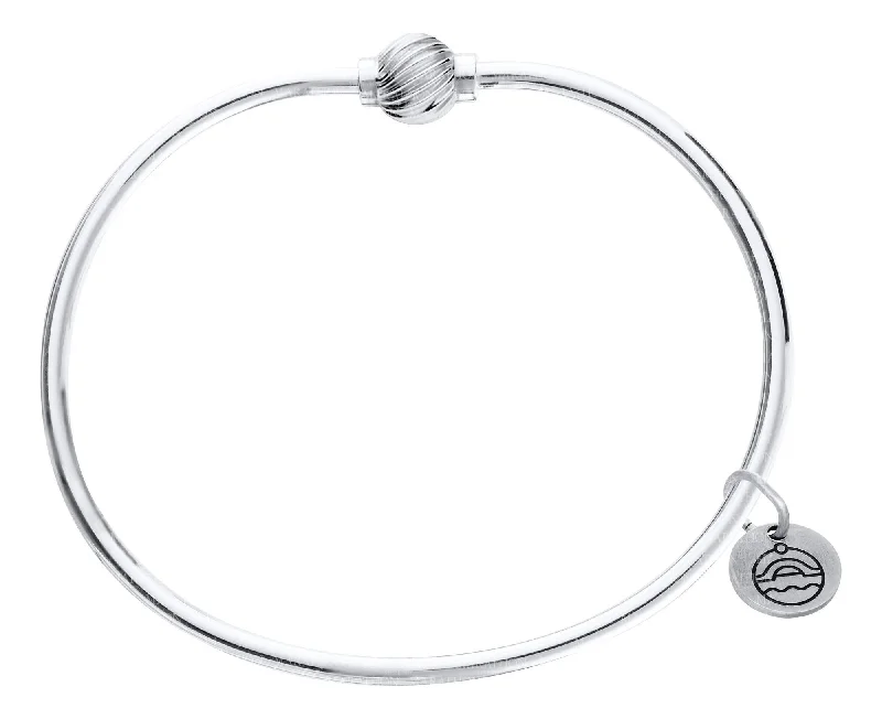 Sparkling bracelets for women -Genuine Sterling Silver Cape Cod Bracelet with Sterling Silver Twist Bead