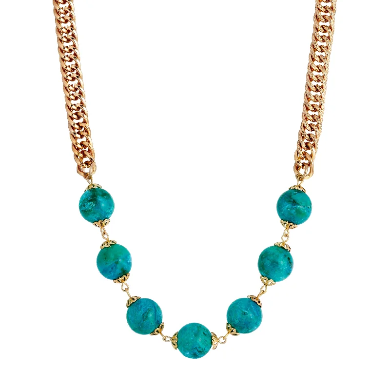 Beaded necklaces for women -1928 Jewelry Turquoise Marbled Beaded Necklace 18"