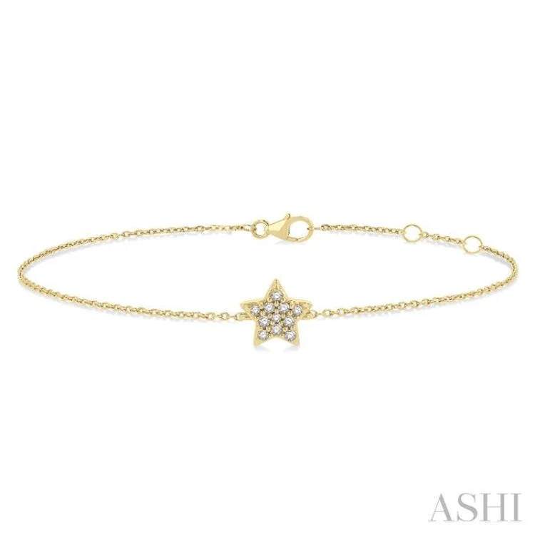 Personalized bangles for women -1/10 ctw Petite Star Round Cut Diamond Fashion Bracelet in 10K Yellow Gold