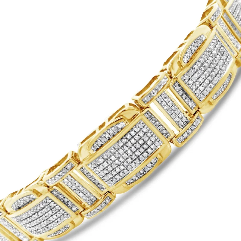 Elegant gold bracelets for women -10K Solid Yellow Gold 2.92CT tw Round Cut Custom Diamond Bracelet