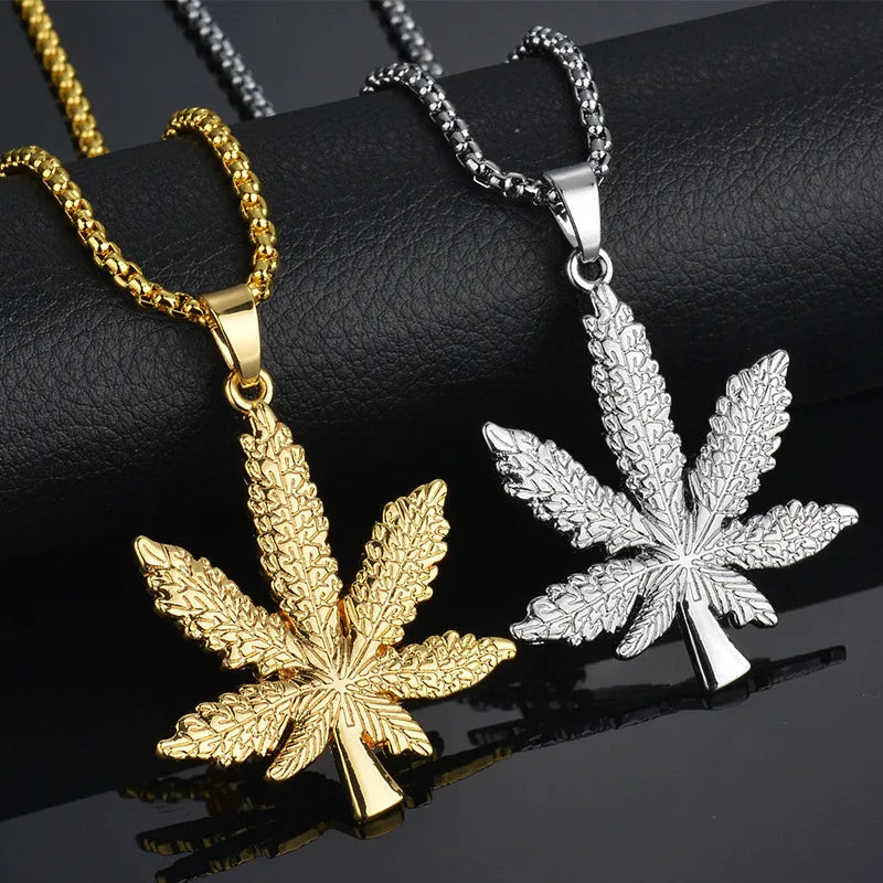 Diamond necklaces for women -Hip-Hop Leaves Metal Unisex Necklace 1 Piece