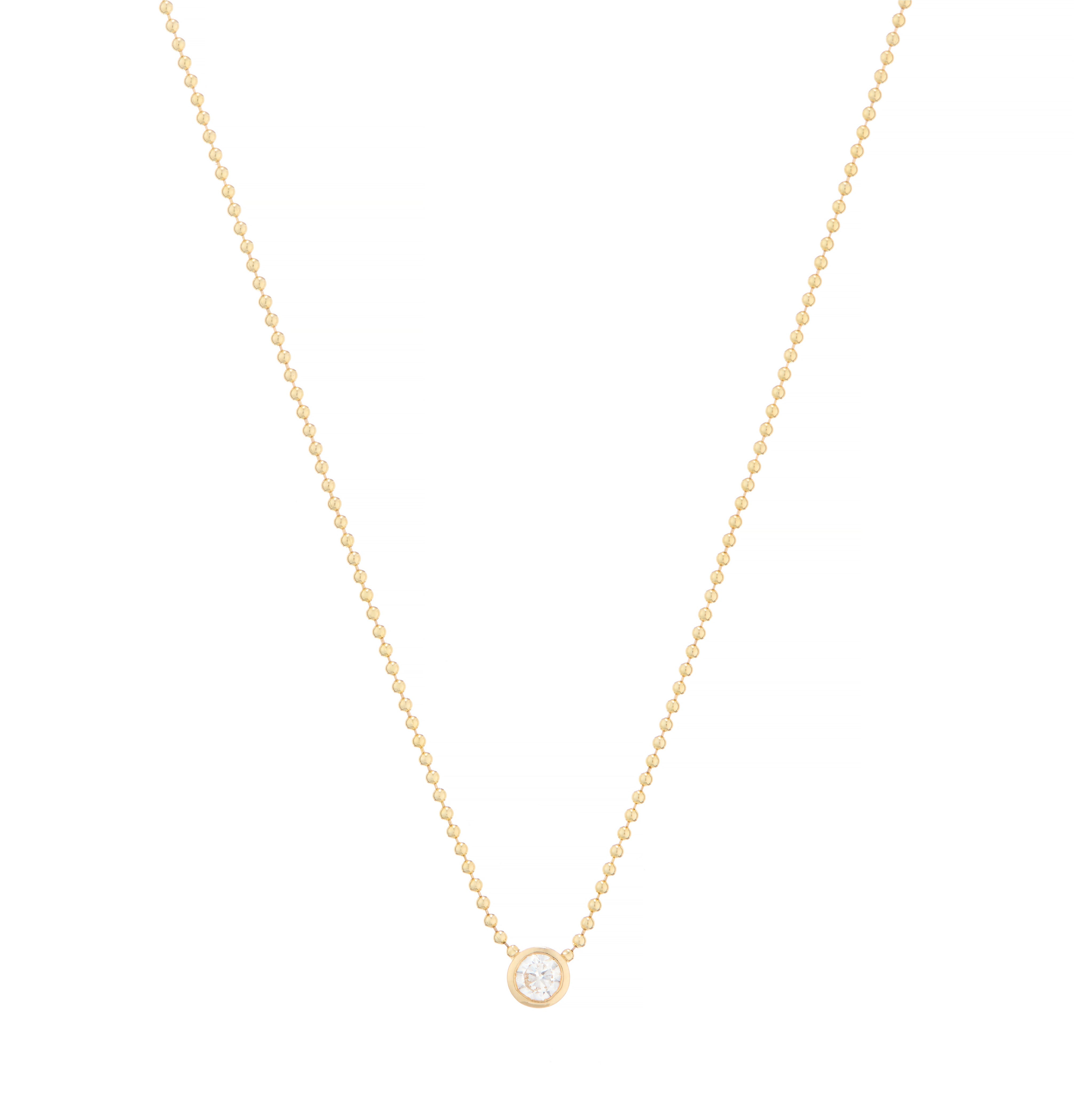 Minimalist necklaces for women -Bezel Set Round Diamond Ball Chain Necklace