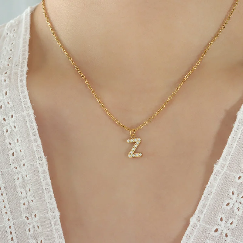 P1344-Z Letter Gold Necklace 40 5cm