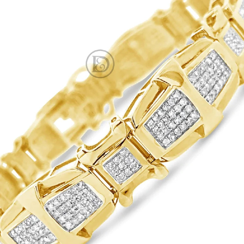 Handmade bracelets for women -10K Solid Yellow Gold 2.65CT tw Custom Fashion Diamond Bracelet