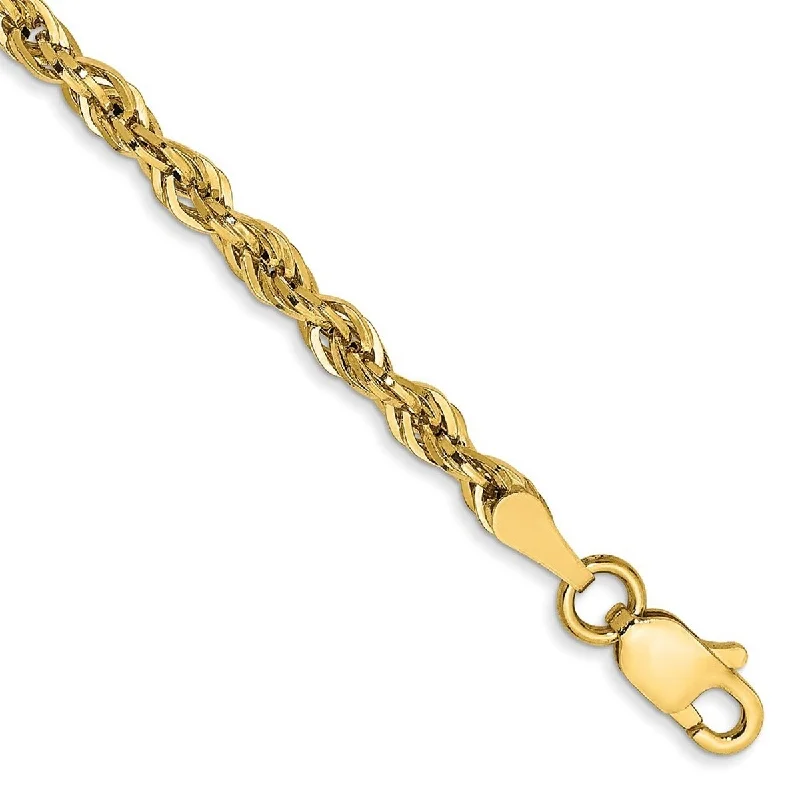 Modern bracelets for women -Curata 14k Yellow 2.8mm Hollow Rope Chain Bracelet